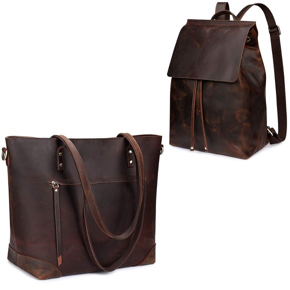 Women Leather Tote Bag Shoulder Handbag Bundle with Backpack Purse🦟 - Picture 1 of 9